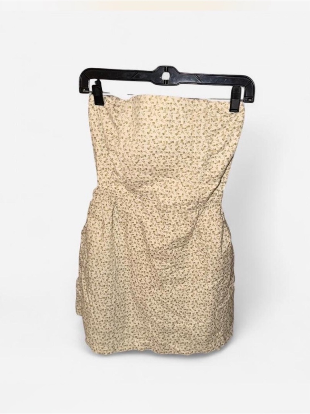 Strapless Cream Floral Mini Dress